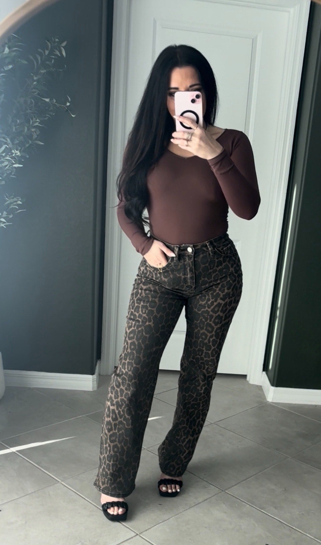 Wild Lux Leopard Print High Rise Denim