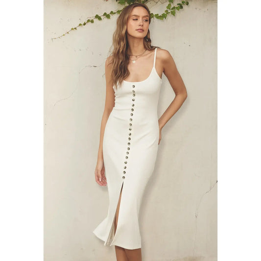 Pearl Ribbed Midi Dress