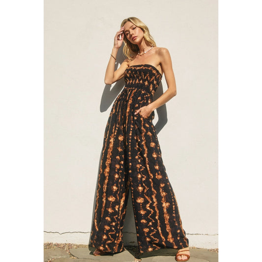 Tie-Dye Smocked Jumpsuit