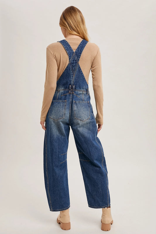 Denim Barrel Overalls