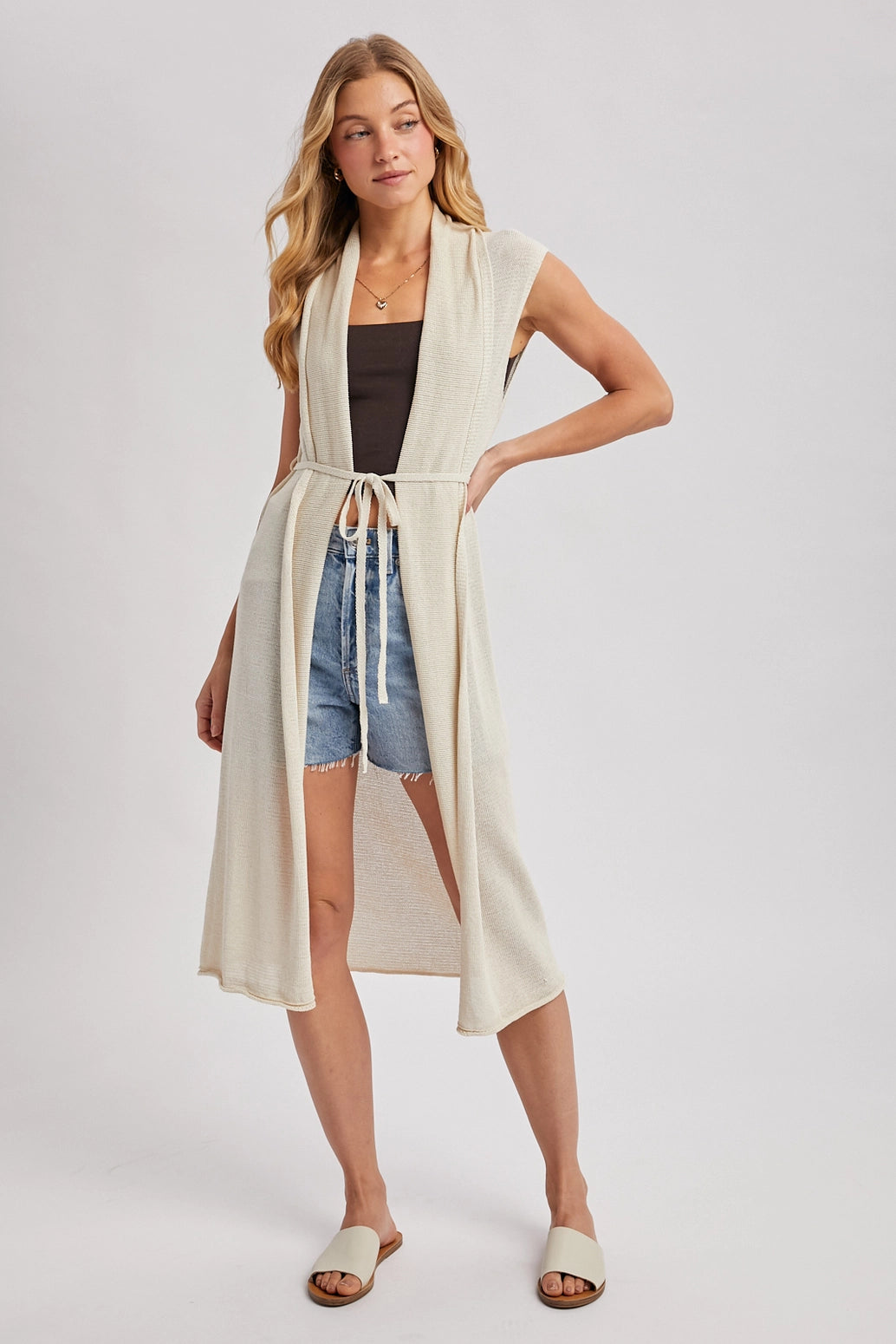 Sheer Sleeveless Cardigan