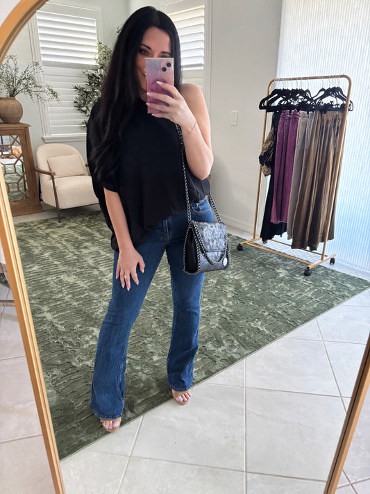 Noir One-Shoulder Blouse