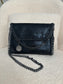 Monica Metal Chain Cross Body Clutch Bag- Black