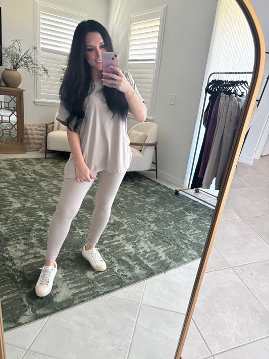 SJ Short Sleeve Lounge Set- Ash Mocha