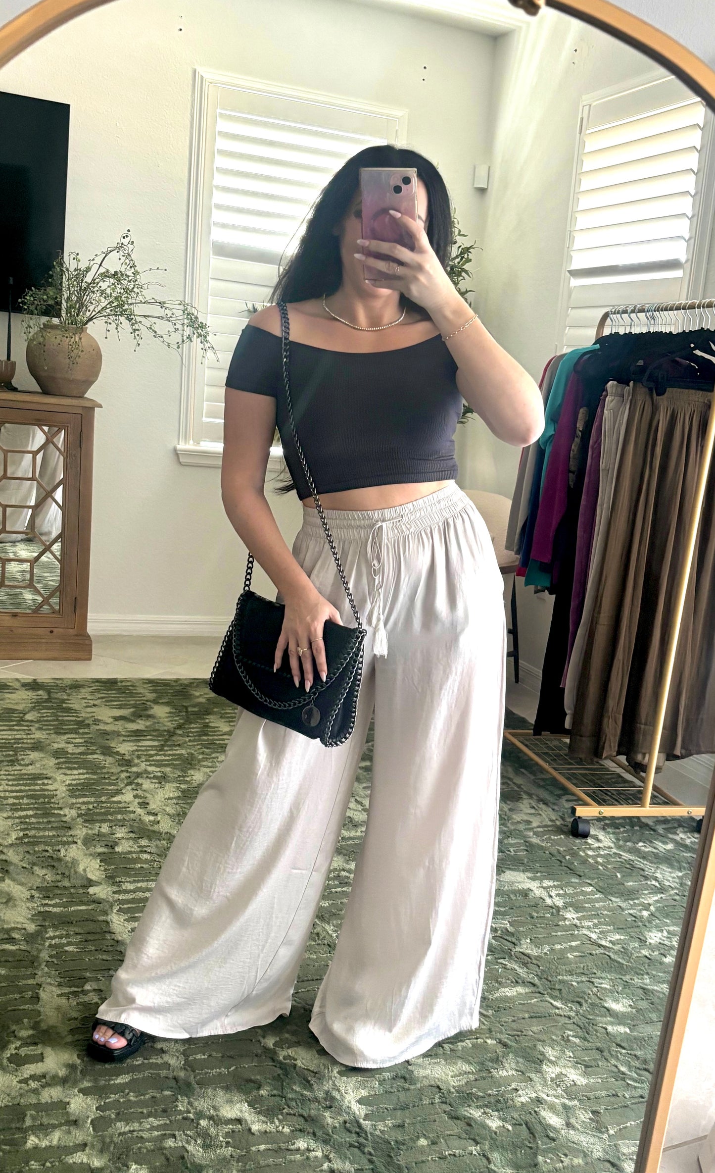 Dove Palazzo Wide Leg Pants