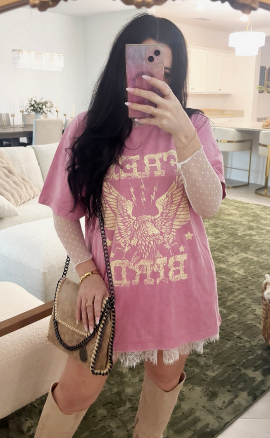 Oversized Vintage Free Bird Band Tee