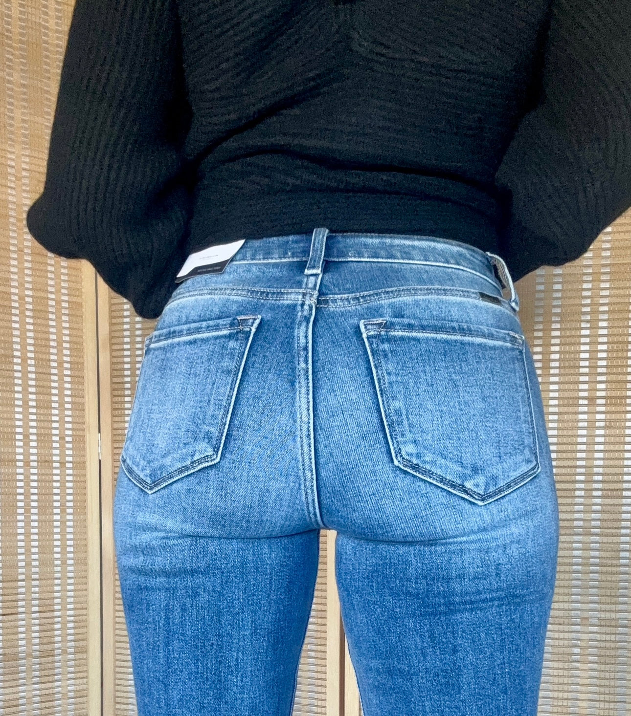 KANCAN High Rise Fray Hem Ankle Jean