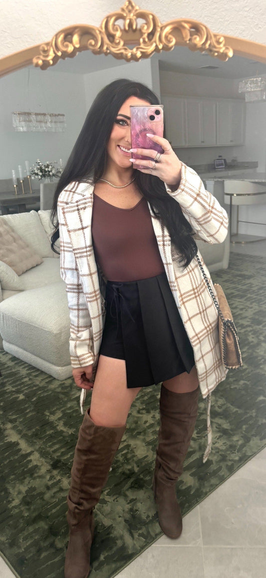 Plaid Belted Trench Coat