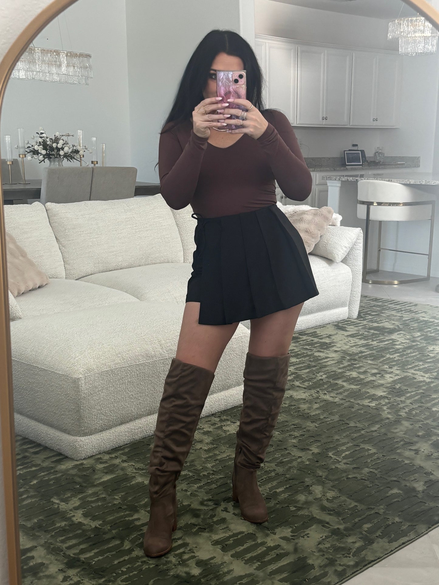 Esther V-Neck Body Suit- Coffee