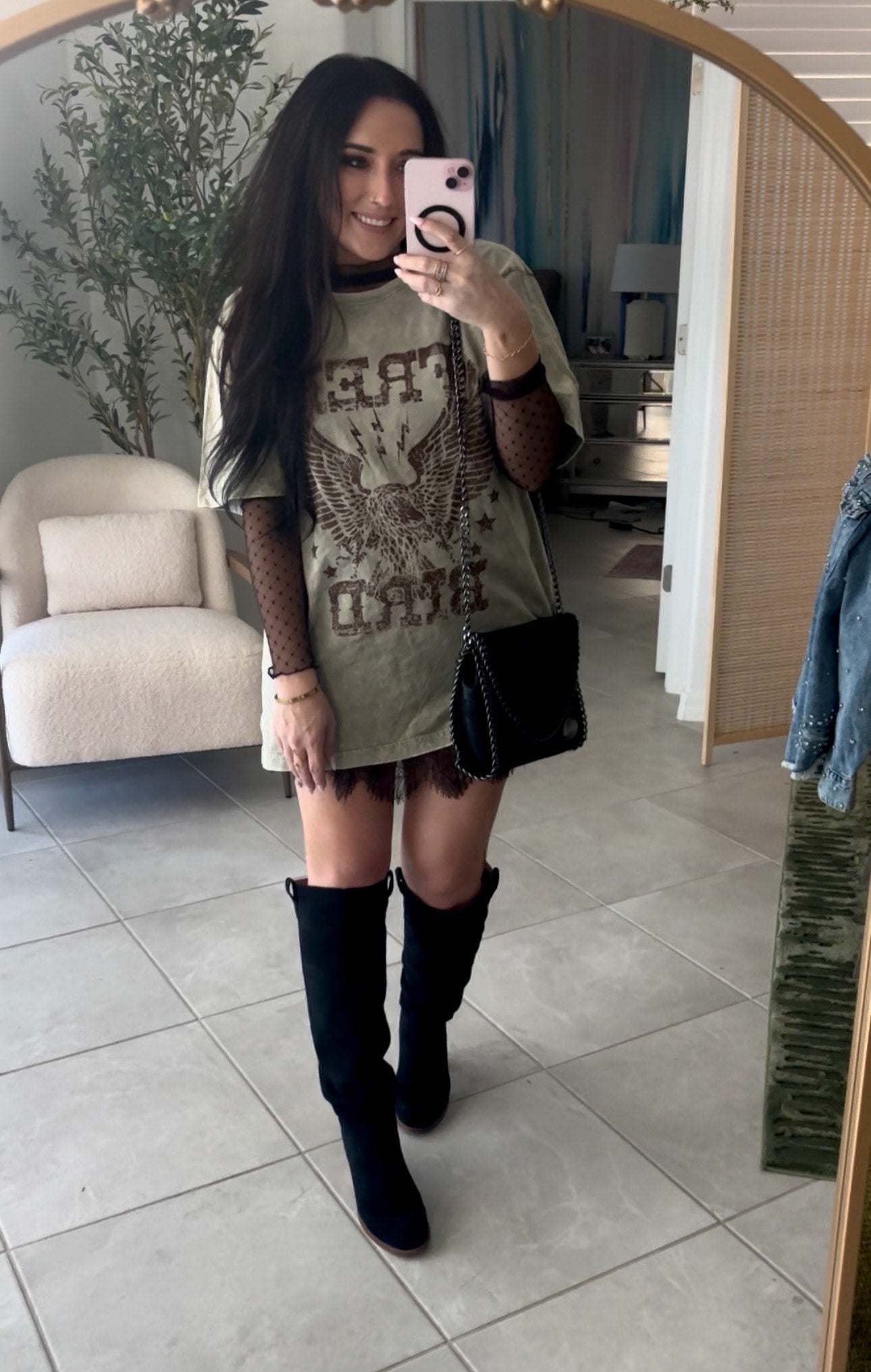 Oversized Vintage Free Bird Band Tee