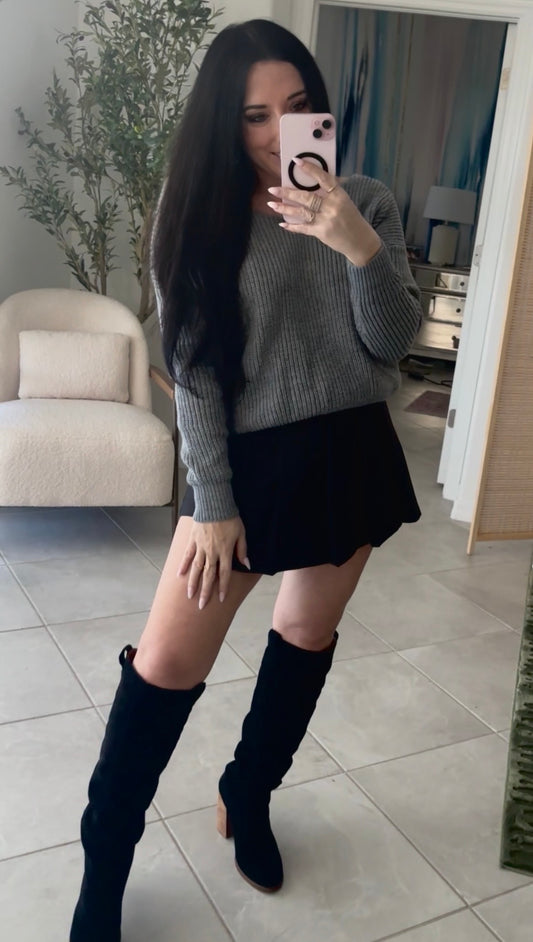 Criss-Cross Open Back Sweater (grey)