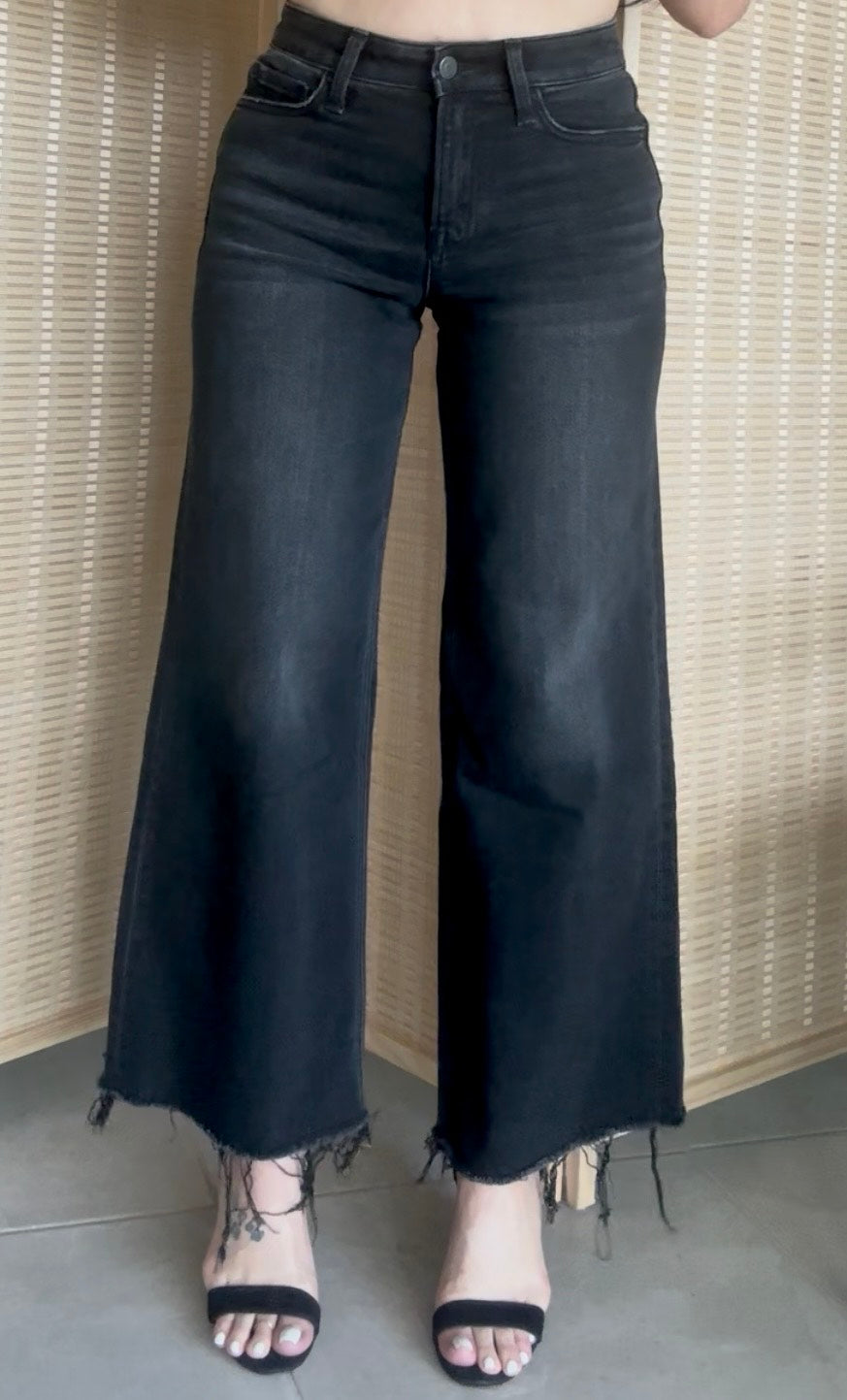 Daphne Wide Leg High Rise Black Denim