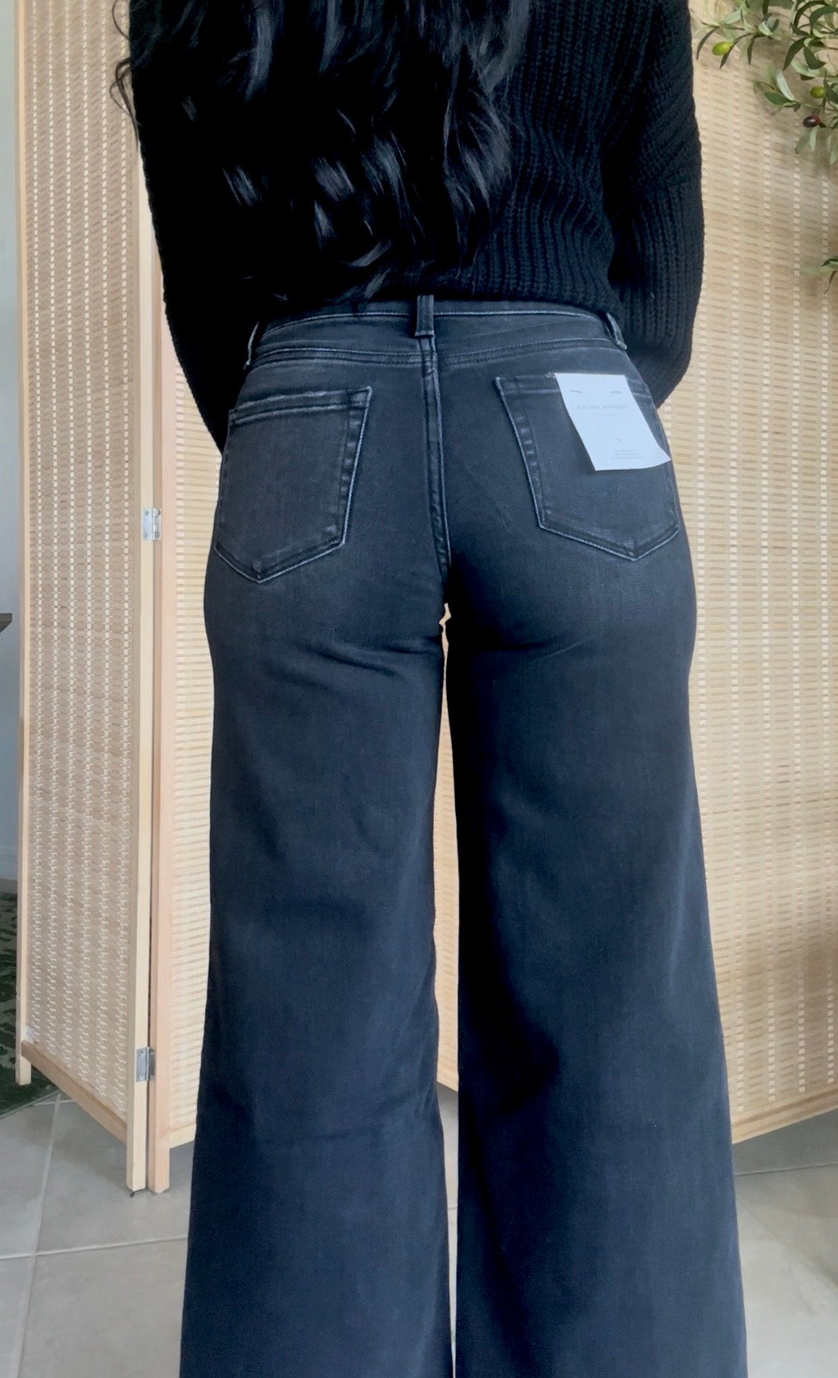 Daphne Wide Leg High Rise Black Denim