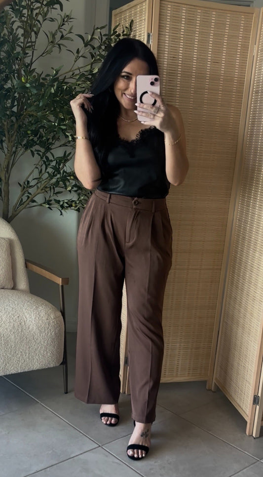 Every Day Work Slacks- Chocolate