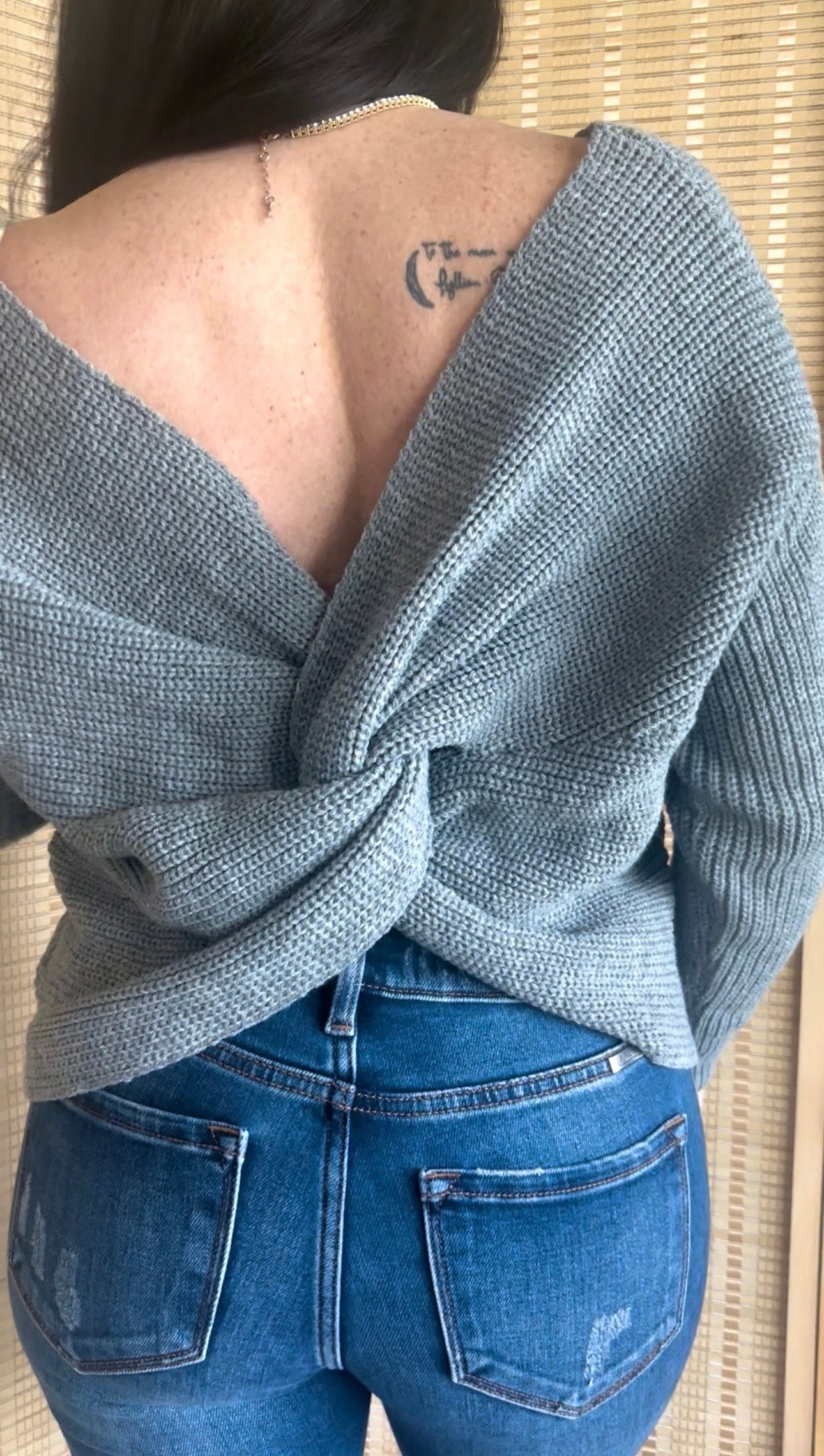 Criss-Cross Open Back Sweater (grey)