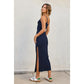Navy Ribbed Bodycon Maxi Dress