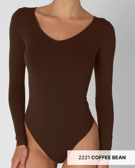 Esther V-Neck Body Suit- Coffee