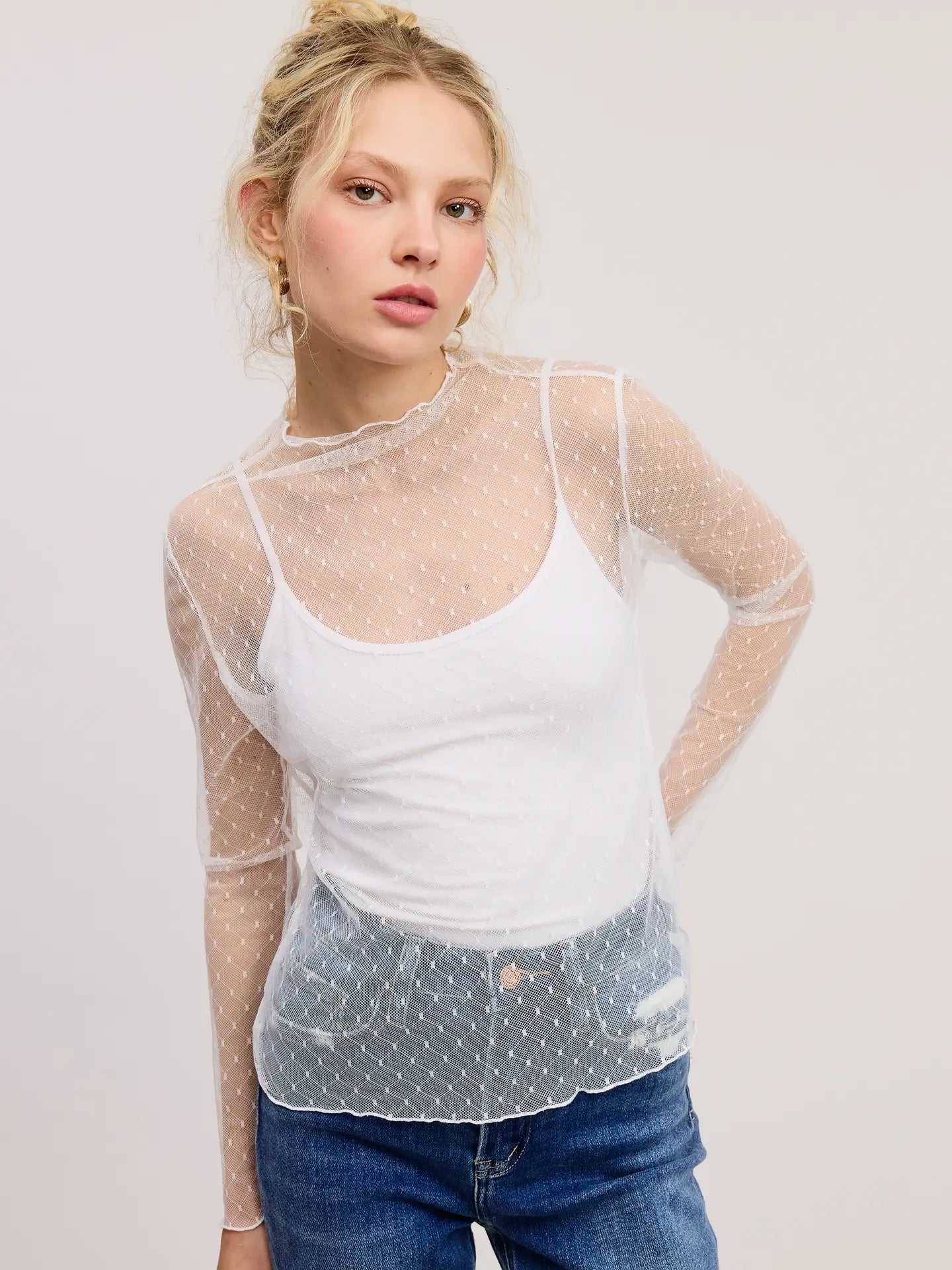 Swiss Dot Sheer Top