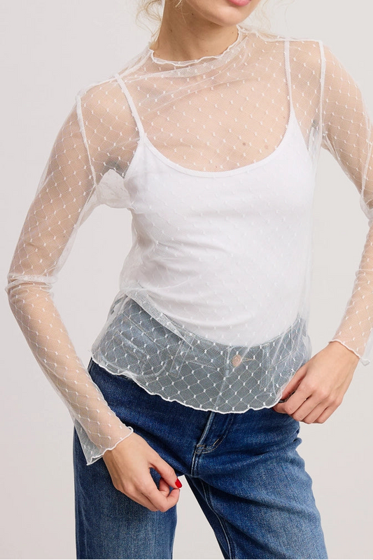 Sheer Dot Lace Layering Top